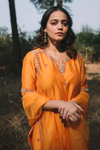 Zardiyaan Orange Kurta Set