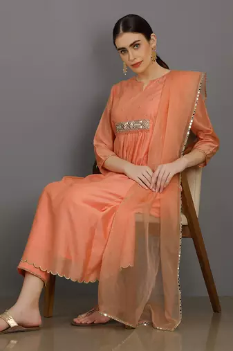 Abid Peach Kurta Set