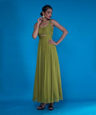 Olive Embroidered Gown 1