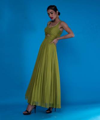 Olive Embroidered Gown 2