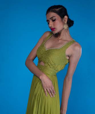 Olive Embroidered Gown 3