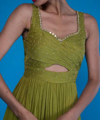 Olive Embroidered Gown 5