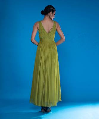 Olive Embroidered Gown 6