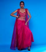 Rani Embroidered Silk Choli With Pre Drape Skirt Paired with an Embroidered Jacket