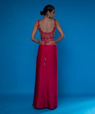 Rani Embroidered Silk Choli With Pre Drape Skirt Paired with an Embroidered Jacket 8