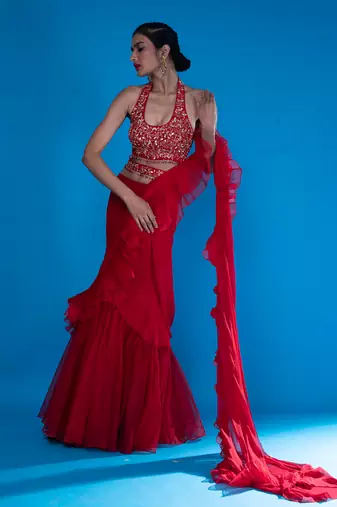 Fazli Red Saree