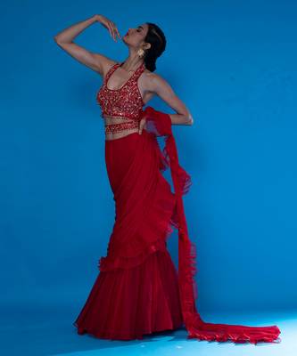 Fazli Red Saree 4