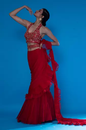 Fazli Red Saree