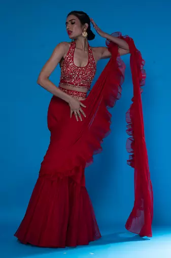 Fazli Red Saree