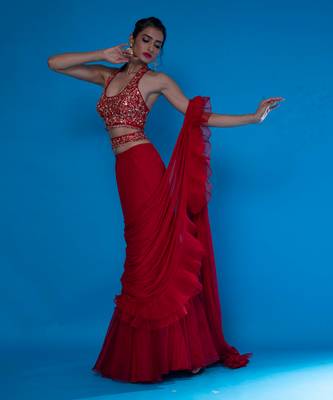 Fazli Red Saree 6