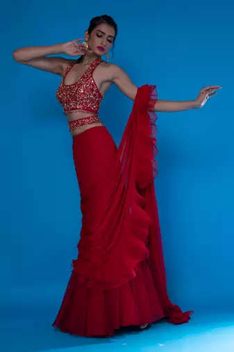 Fazli Red Saree