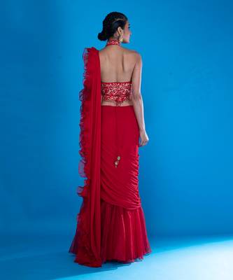Fazli Red Saree 7
