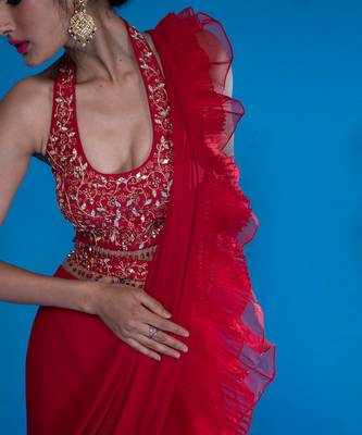 Fazli Red Saree 8