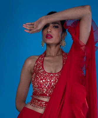 Fazli Red Saree 9