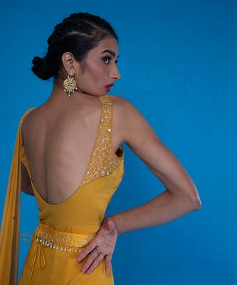 Mustard Drape OnePeice Saree 7