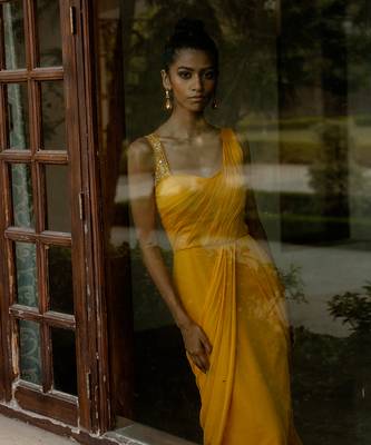Mustard Drape OnePeice Saree 8