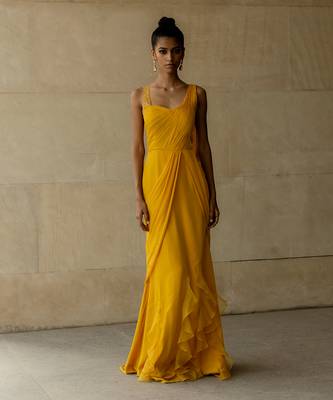 Mustard Drape OnePeice Saree 10