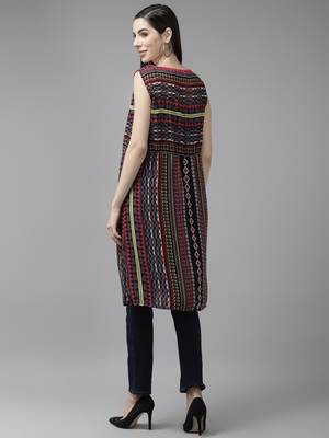 Multicolor printed georgette cotton-kurtis 4