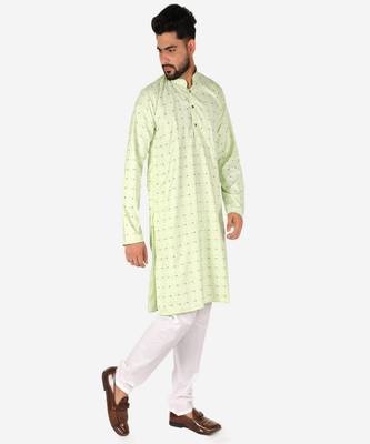 Men's Cotton Kurta Pajama Set | Printed | Wedding Wear (A-114 ) 4