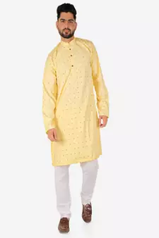 Men's Cotton Kurta Pajama Set | Printed | Wedding Wear (A-114 )