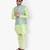 Light Green Printed Silk Kurta Pajama & Waistcoat Set For Mens