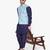Navy Blue Printed cotton Kurta Pajama & Waistcoat Set For Mens