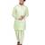 Green Printed Silk Kurta Pajama & Waistcoat Set For Mens