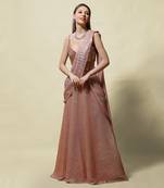 Pink Bhakti Draped saree Set