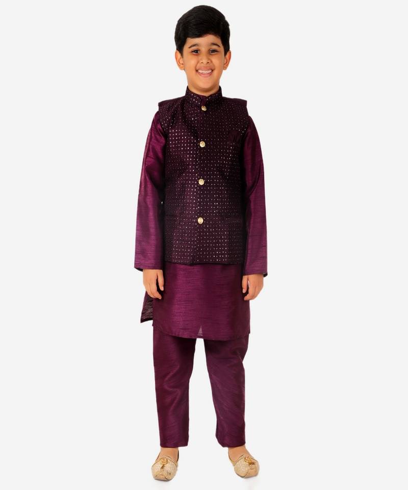 Silk Kurta Pajama For Kids Boys Ethnic Wear | 1 To 16 Years | S-200