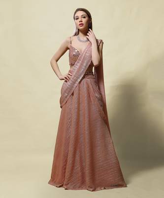 Pink Bhakti Draped saree Set 2