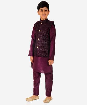 Silk Kurta Pajama For Kids Boys Ethnic Wear | 1 To 16 Years | S-200 3