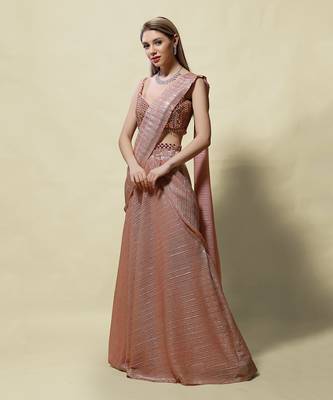 Pink Bhakti Draped saree Set 3