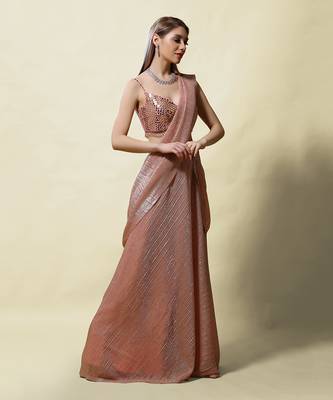 Pink Bhakti Draped saree Set 4