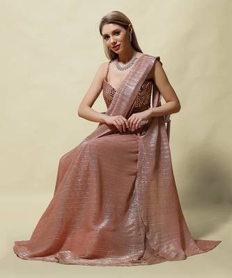 Pink Bhakti Draped saree Set 5