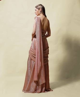 Pink Bhakti Draped saree Set 7
