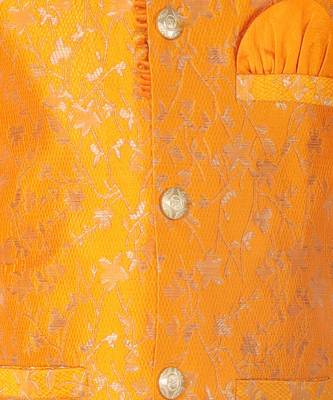 Kurta Pajama For Kids Boys With Waistcoat | Silk | Floral | Traditional Dress (S-201) 5