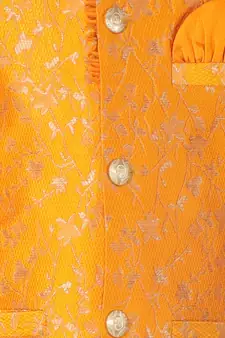 Kurta Pajama For Kids Boys With Waistcoat | Silk | Floral | Traditional Dress (S-201)