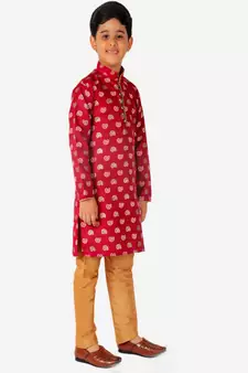 Kurta Pajama For Kids Boys | Cotton | Floral Print | Ethnic Wear (S-204)