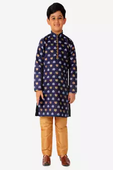 Kurta Pajama For Kids Boys | Cotton | Floral Print | Ethnic Wear (S-204)