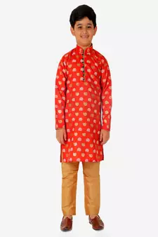 Kurta Pajama For Kids Boys | Cotton | Floral Print | Ethnic Wear (S-204)