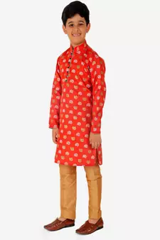 Kurta Pajama For Kids Boys | Cotton | Floral Print | Ethnic Wear (S-204)