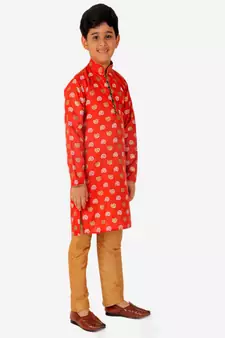 Kurta Pajama For Kids Boys | Cotton | Floral Print | Ethnic Wear (S-204)