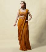 Mustard Gopika Draped Saree Set
