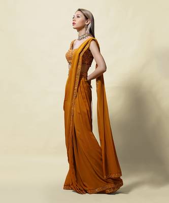 Mustard Gopika Draped Saree Set 2
