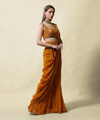 Mustard Gopika Draped Saree Set 3