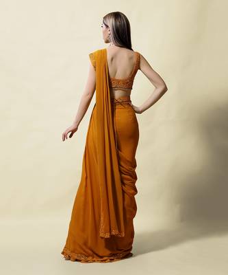 Mustard Gopika Draped Saree Set 4
