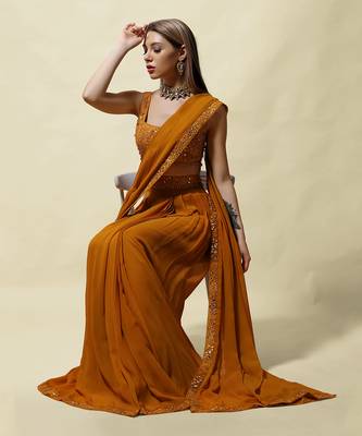 Mustard Gopika Draped Saree Set 5