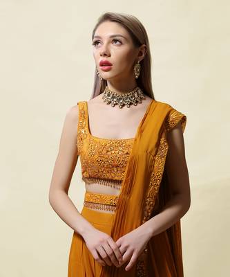 Mustard Gopika Draped Saree Set 6