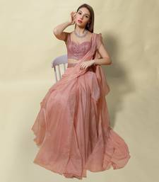 Pink Isvari Draped Saree Set