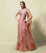 Pink Isvari Draped Saree Set